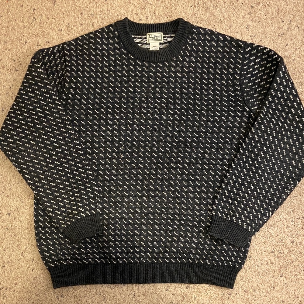 Men's Bean's Classic Ragg Wool Sweater, Crewneck, Bird's-Eye Large